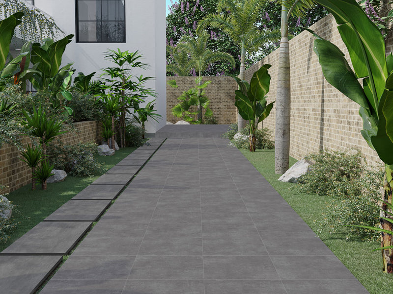Keramische Tuintegel ARK Antraciet 45x90x2 cm Rechthoek - Porselein Mat Gerectificeerd Vorstbestendig - Betonlook Voor Buiten