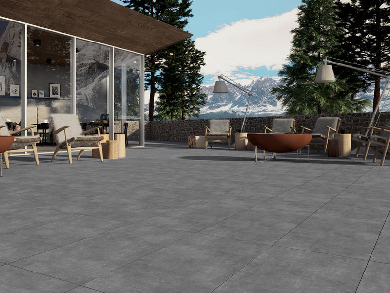 Keramische Tuintegel ARK Antraciet 45x90x2 cm Rechthoek - Porselein Mat Gerectificeerd Vorstbestendig - Betonlook Voor Buiten