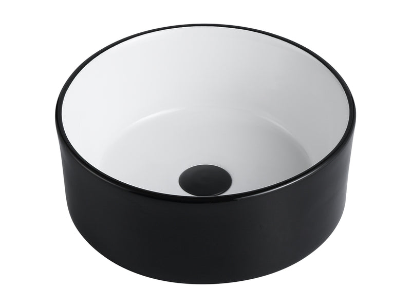 Lavabo en céramique blanc | noir mat par L'Aqua Rond 36 x 36 x 12 cm