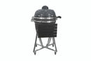 Landmann Kamado Barbecue 22 Inch Large - Ceramic Charcoal BBQ - With Trolley Base &amp; Side Tables - Including Thermometer &amp; Grill - 10+ Steaks Capacity - Grey - Black