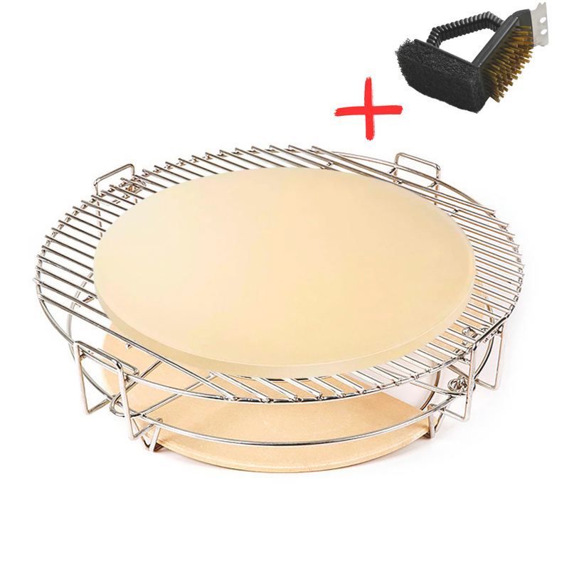 Landmann Kamado Ensemble d'extension de système multi-niveaux de 16 po avec pierre demi-lune et brosse à gril 3 en 1 gratuite 