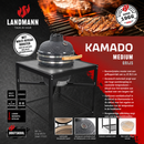 Landmann Kamado 18 inch with Table Grey - Ceramic Charcoal BBQ - MLS Pizza Stones - Ø38.3 cm
