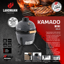 Landmann Mini Kamado 13 inch Gray - Compact Ceramic Charcoal BBQ - Ø27 cm