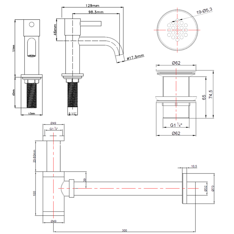 L'aqua Robinet Lavabo Lena avec Siphon Chromé