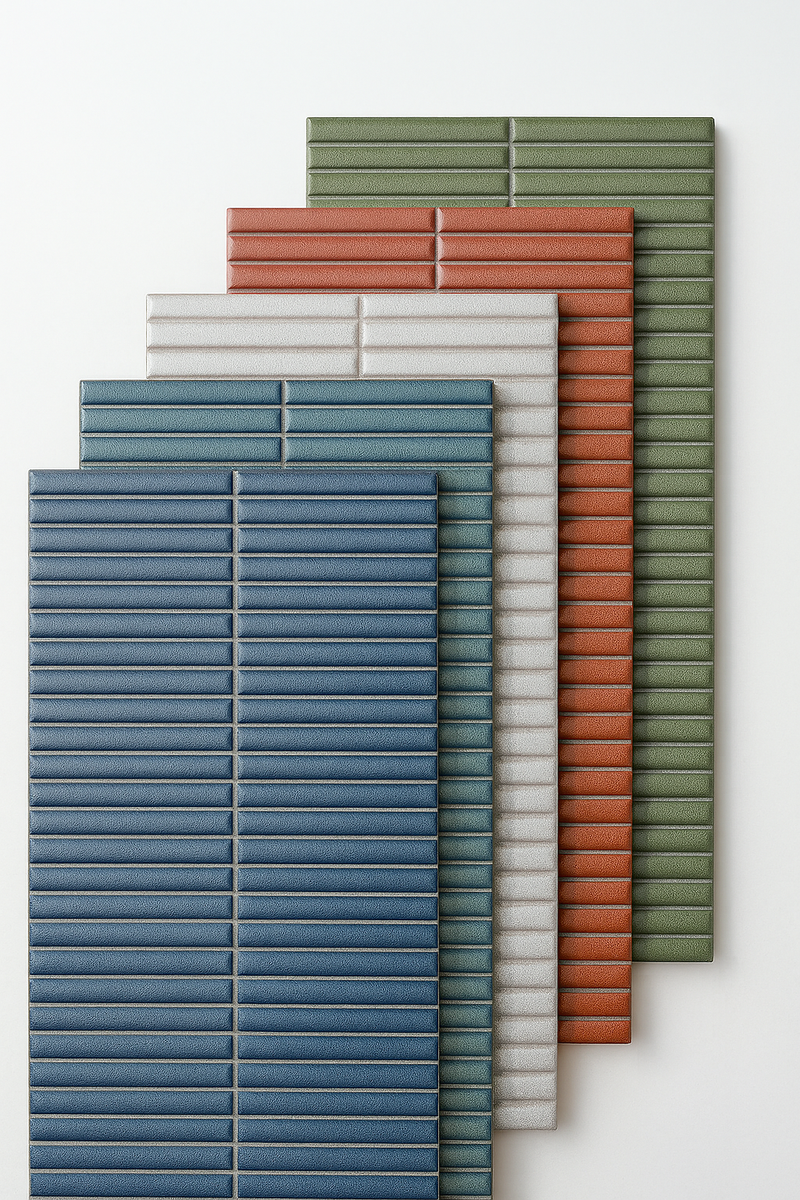 Wall tile Deco Lingot Coral 32x62.5 cm Rectangle - Porcelain Silk Gloss Frost Resistant - Warm Terracotta Tint