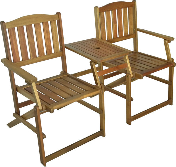 Folding garden set Lorea Loveseat W 141 x D 61 x H 87 cm with table oiled Acacia wood 