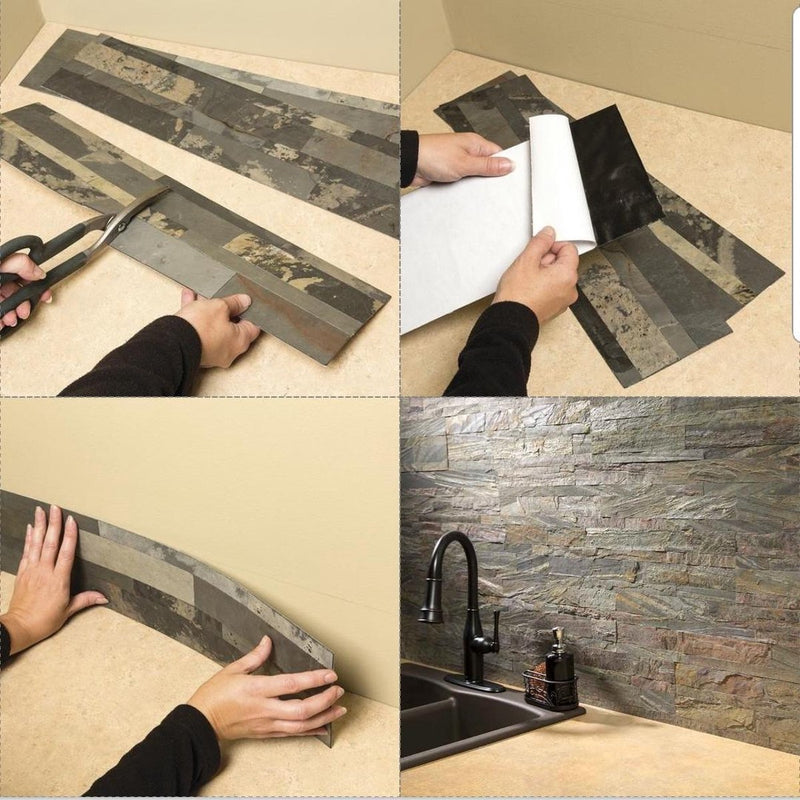 Natural Stone Adhesive Strip Slimline Platinum 15x60 cm self-adhesive wall decoration