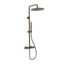 Stria regendoucheset, thermostatisch, Cool Touch, hoofddouche 30 cm, opbouw, knoppen met verfijnde ribbelstructuur, Belgaqua – Bruin brons (PVD)