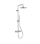 Stria regendoucheset, thermostatisch, Cool Touch, hoofddouche 30 cm, opbouw, knoppen met verfijnde ribbelstructuur, Belgaqua – Chroom