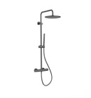 Stria regendoucheset, thermostatisch, Cool Touch, hoofddouche 30 cm, opbouw, knoppen met verfijnde ribbelstructuur, Belgaqua – Gunmetal (PVD)