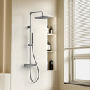 Stria regendoucheset, thermostatisch, Cool Touch, hoofddouche 30 cm, opbouw, knoppen met verfijnde ribbelstructuur, Belgaqua – Gunmetal (PVD) – sfeerbeeld