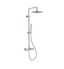 Stria regendoucheset, thermostatisch, Cool Touch, hoofddouche 30 cm, opbouw, knoppen met verfijnde ribbelstructuur, Belgaqua – Geborsteld RVS