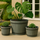 Planter tree tub set of 3 brushed gray acacia FSC 