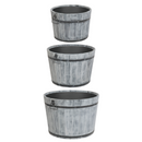 Planter tree tub set of 3 brushed gray acacia FSC 