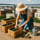 Rectangular planter set of 3 S/M/L Lignum Acacia FSC Natural oiled 