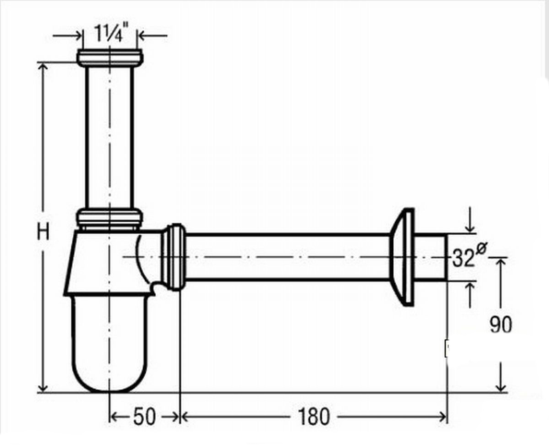 Siphon set esben click plug with overflow hole with plastic plug cup siphon