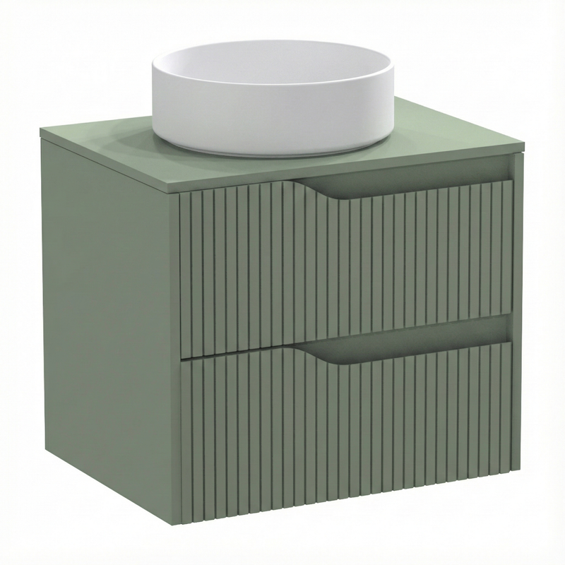 bm Soho 60 green 2 drawer-worktop-surface-washbasin matt-white