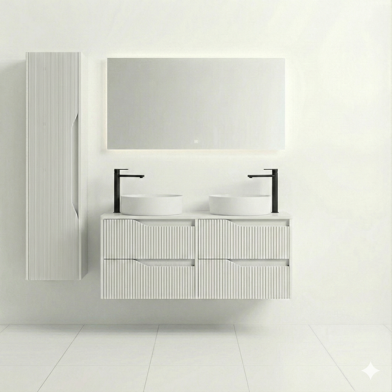 bm Soho 120 white 2x 2-drawer+worktop+2xwashbasin matt-white