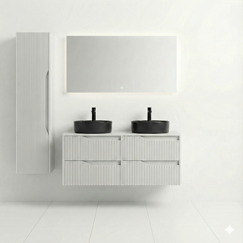 bm Soho 120 white 2x 2-drawer+worktop+2xwashbasin matt-black
