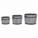 Storm Lignum Jardinières Set de 3 - Gris Brossé - Rond - Jardinières d'Extérieur - Bacs à Fleurs Bois d'Acacia FSC - pour Jardin, Terrasse et Balcon