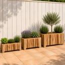 Storm Lignum Jardinière Lot de 3 - Huilé Naturel - S M L - Jardinières Rectangulaires d'Extérieur - Bois d'Acacia certifié FSC - pour Jardin et Terrasse
