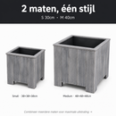 Jardinière Storm Lignum - 30 cm de haut - 30 cm de large - Gris - Jardinières d'extérieur Carrées - Bois d'acacia FSC - pour Jardin, Terrasse et Balcon