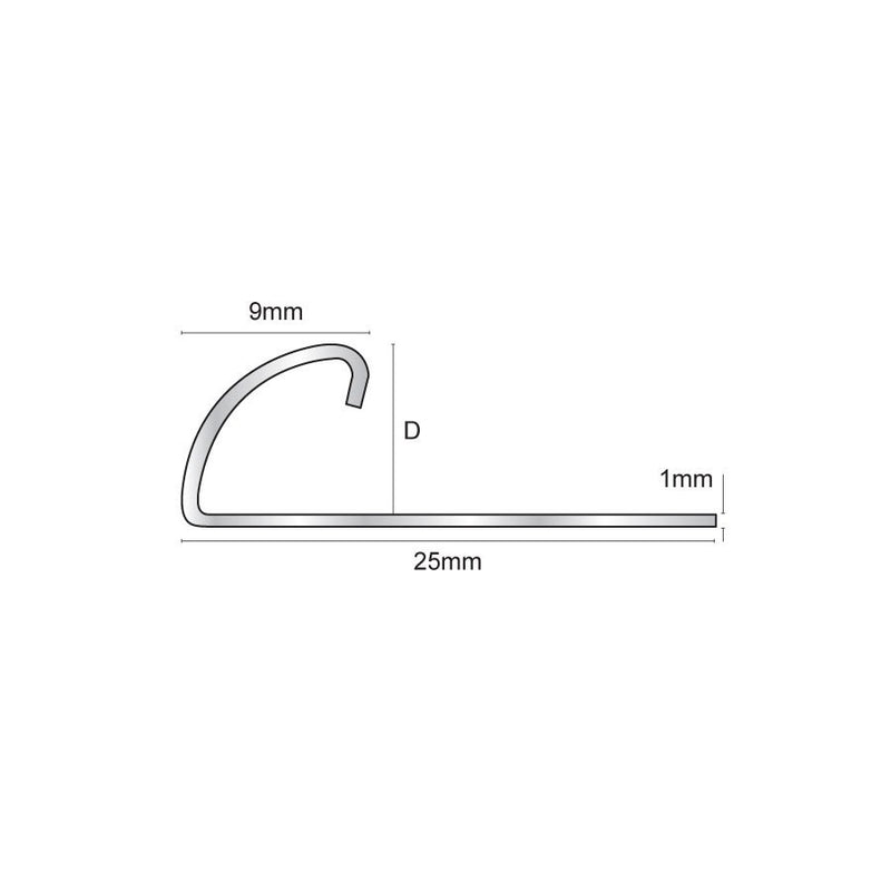 Tile profile Quadrant Brushed Stainless Steel 10 mm 270 cm ESQ107.102
 by Genesis