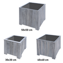 Square planter set of 3 brushed Grey Acacia FSC