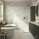 Carrelage de sol rectangulaire Calacatta Verde mat sculpté 60 x 120 cm – Céramique rectifiée – Aspect marbre veiné brillant