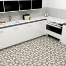 Carrelage de sol Kashba KB2 Décor Fleuri Bleu-Gris 20x20 cm