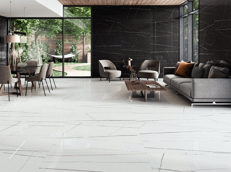Floor tile Symphony White 60x120 cm polished rectangular