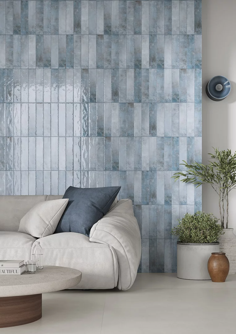 Wall tile Monpelli Blue Mix 6.5x29.8 cm Rectangle – Ceramic Gloss Rectified – Mediterranean Blue tones