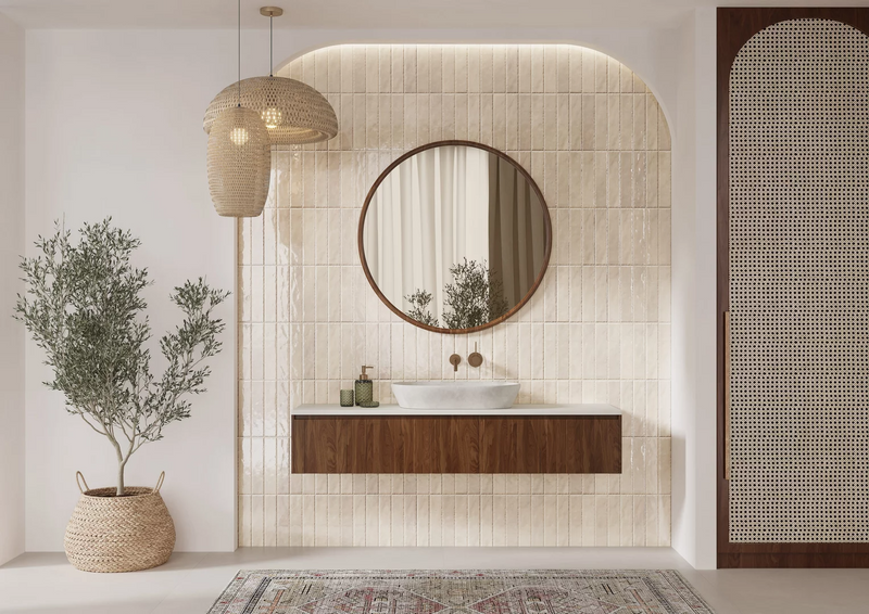 Monpelli Ivory Mix Wall Tile 6.5x29.8 cm Rectangle – Ceramic Gloss Rectified – Warm Ivory Tones