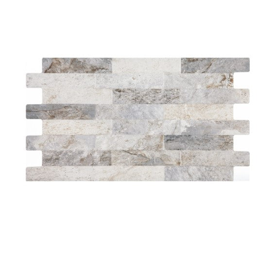 Carrelage mural Farilya Béton 25x45 cm Rectangulaire - Porcelaine Mat Emboîtable - Aspect Pierre Gris