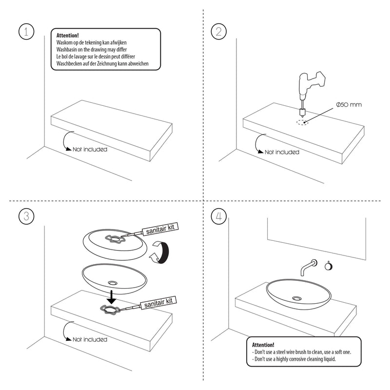 Lavabo en céramique blanc | noir mat par L'Aqua Rond 36 x 36 x 12 cm