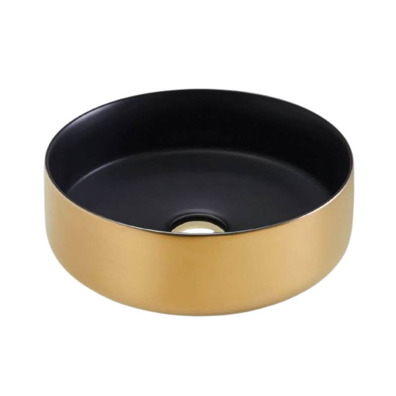 Ceramic wash bowl matt Gold | matt black by L'Aqua Round 36 x 36 x 12 cm