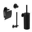 Wiesbaden Alonzo Toilet Accessory Set Matt Black 4-Piece – Wall Mounted