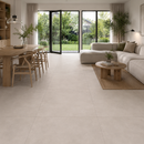 Concrete Moka 100 x 100 cm betonlook vloertegel in moderne woonkamer