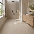 Vloertegel New Tiles Etna Beige 100x100 cm in moderne badkamer met inloopdouche
