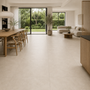 Vloertegel steenlook Vida Terra in open woonkamer met eethoek