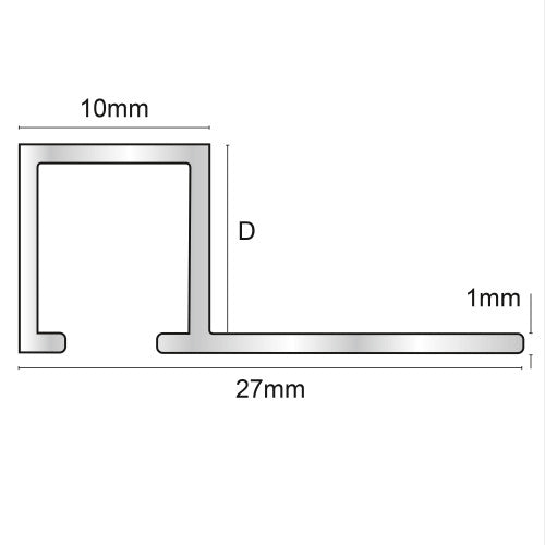 Tegelprofiel Vierkant Bathstone Aluminium 10 mm 270 cm TDP107.414 by Genesis