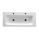 Wonda Round Slim lavabo, 1 vasque, avec trop-plein, 2 trous de robinetterie, marbre de synthèse, 120 × 1,6 × 52,5 cm – Blanc mat