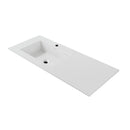 Wonda Square Slim lavabo, 1 vasque à gauche, avec trop-plein, 1 trou de robinetterie, marbre de synthèse, 120 × 1,6 × 52,5 cm – Blanc mat