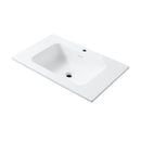 Wonda Square Slim wastafel, 1 wasbak, met overloop, 1 kraangat, kunstmarmer, 80 × 1,6 × 52,5 cm – Mat wit