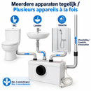 Aansluitschema wc-vermaler met toilet, wastafel en douche