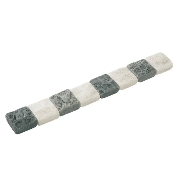 Listello Scacchi marmo Keramisch Grijs-wit 3 x 24 cm -