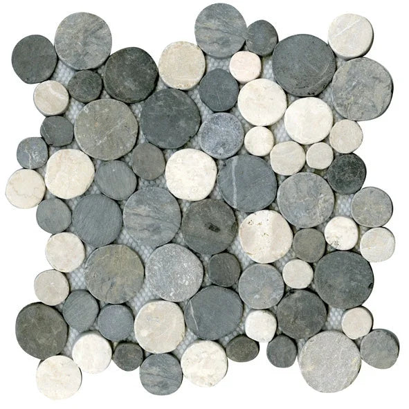 Mozaïek CoinStone mix ed Grey White 29.4 x 29.4 cm - Mozaïek