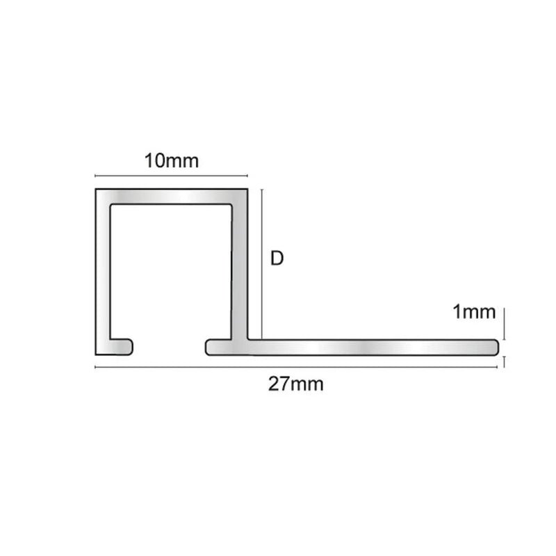 Tegelstrip Vierkant profiel aluminium Chroom 10 x 10 mm -