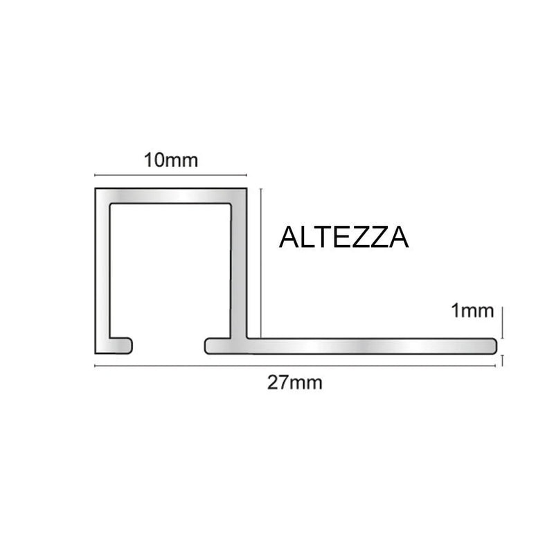 Vierkant profiel Aluminium Geanodiseerd matzilver 10 mm -